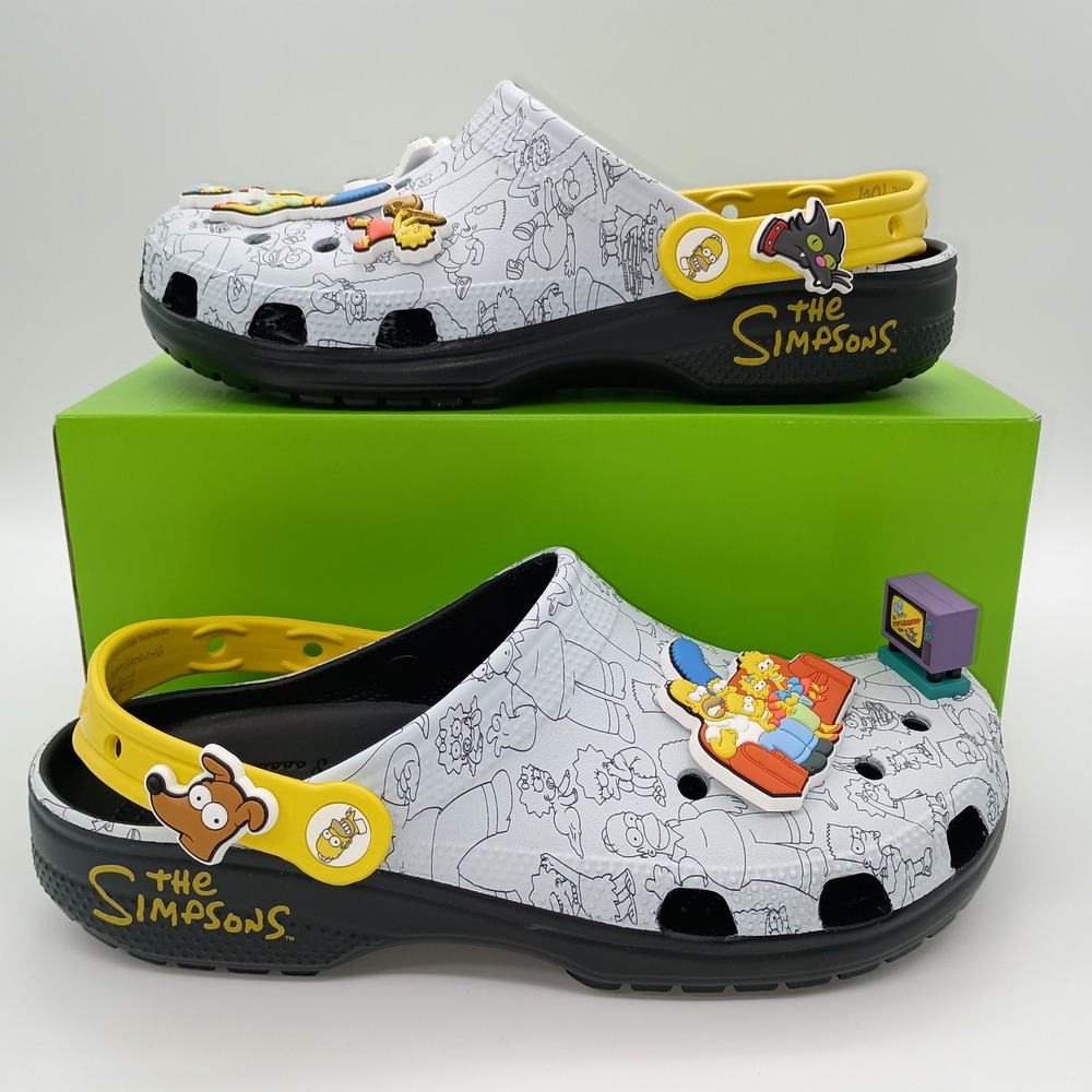 Crocs The Simpsons Classic Clog Multi White Black Yellow Mens 8 W10 211106-90H